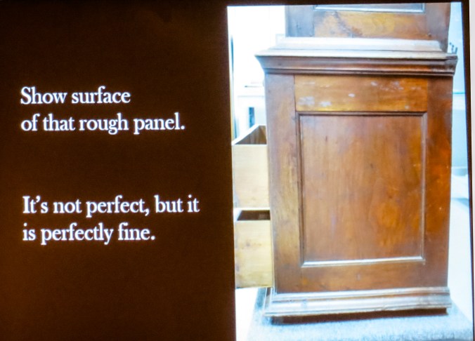 The sides of the scriptor are frame and panel construction.